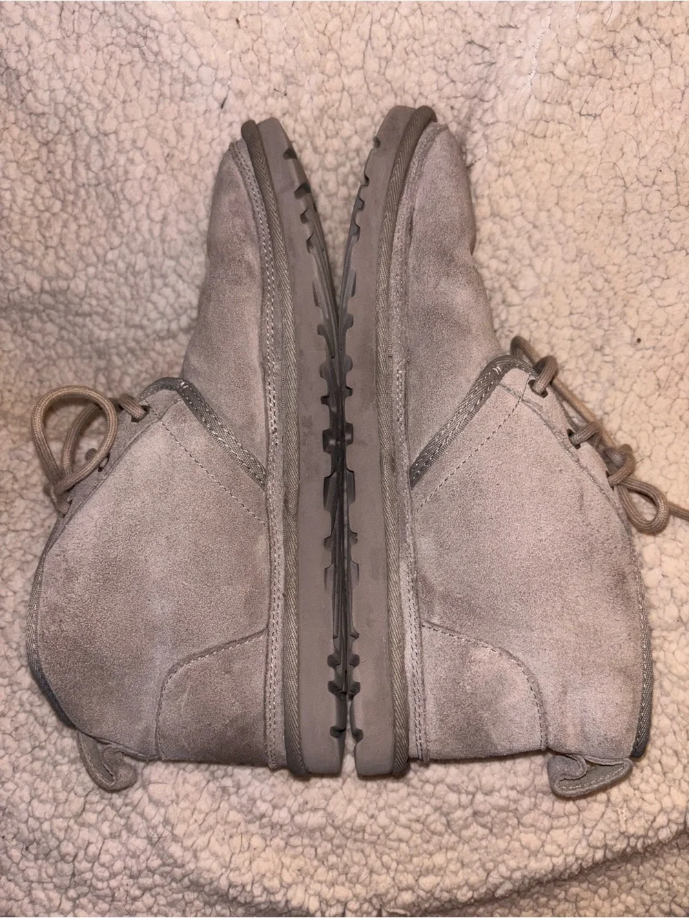 UGG Neumel Oyster Gray Suede Sheepskin Chukka Boots Women’s Size 10 US